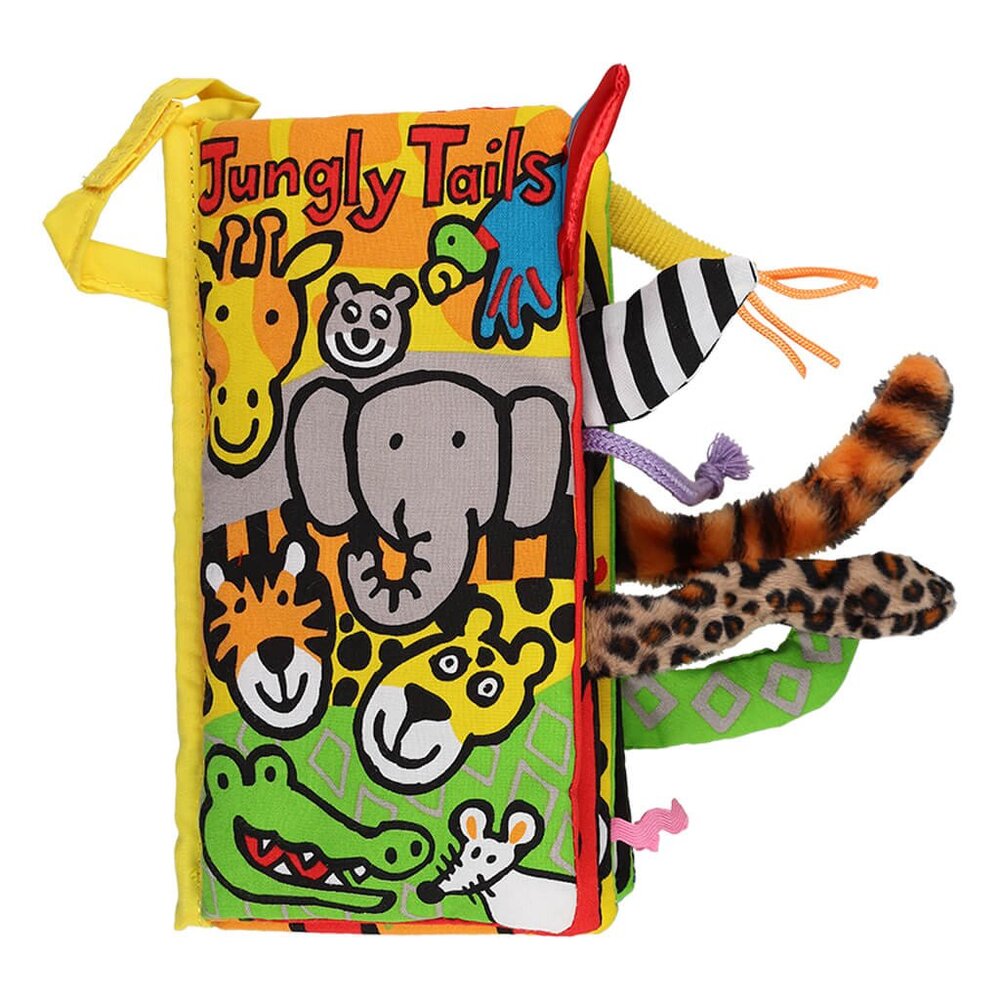 RETIRED Jellycat JUNGLY TAILS Activity BOOK Crinkly Colorful Sensory Soft Gift